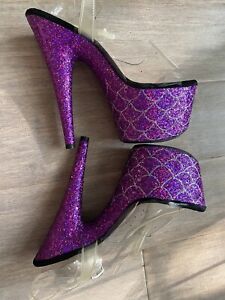 Pleaser Purple Glitter 7 Inch Pole Dancing Heels