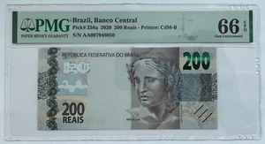 BRAZIL - P 258a - 200 REAIS - 2020 - PMG GEM UNC 66 EPQ - 1st PREFIX AA - Picture 1 of 2
