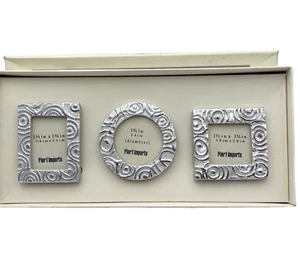 Pier 1 Imports kleiner Schreibtisch Silber Rahmen 3er Set verwirbelt Design mit Box - Bild 1 von 16