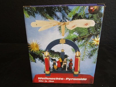 Weihnachts-Pyramide mit 4 Kerzen 25 cm Holz Weihnachtsdeko Weihnachten Deko F005 - Bild 1 von 4