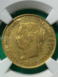 PHILIPPINES SPAIN 1862 4 PESO GOLD ISABEL II NGC XF 45 BETTER DATE SCARCE - Picture 1 of 4