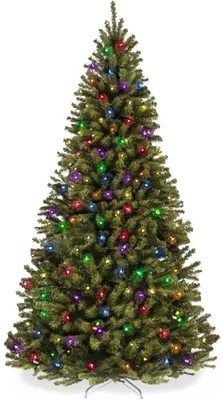 6 Ft Pre-Lit Blue Fir Artificial Christmas Tree – 600 Multi Color LED Lights - Image 1 of 4