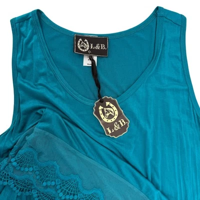 Lucky & Blessed Jade 无袖蕾丝层背心女式中号新品 — 第 1/4 张图片