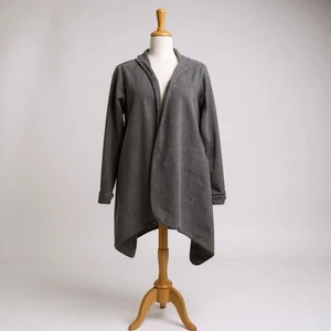 Cuddl Duds Cardigan Sweater L/XL Fleecewear with Stretch Gray Hooded Cozycore - Picture 1 of 8