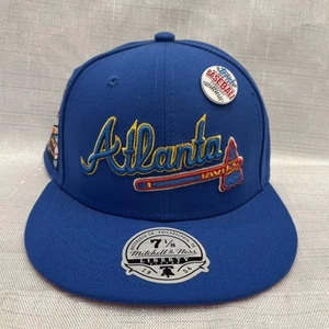 ATLANTA BRAVES Lids X Mitchell Ness TOPPS EXCLUSIVE HAT & PIN Fitted 7 1/8 - Picture 1 of 6