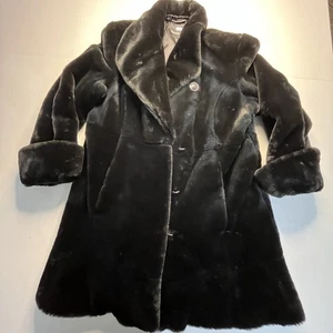 Abrigo Pamela McCoy Mujer Negro Imitación Piel Elegante Suave Felpa Invierno Cálido Chaqueta - Imagen 1 de 10