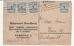 1923 German Business Postal Card With 4 One Million Mark Stamps Inc Pair - Picture 1 of 2