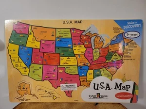 Rompecabezas Mapa Madera Habitación Ryan EE. UU. 18x12" Capitales Estados Geografía Mundo Pequeño - Imagen 1 de 3