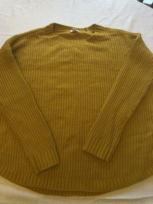 Suéter básico grueso de manga larga amarillo mostaza talla L SO para mujer y dama Foto 1 de 4
