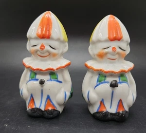 Vintage Ceramic Clowns Salt & Pepper Shakers Made in Japan - Picture 1 of 6
