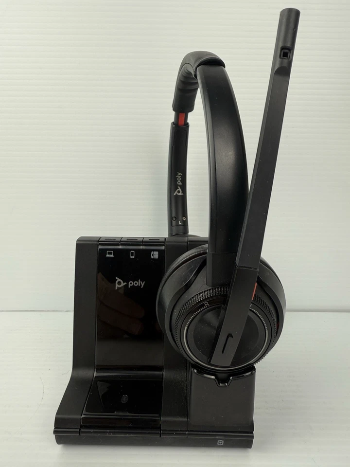 Plantronics Poly 8200 Series Headset & Base W8200B/A DECT Wireless USB Stereo - Image 1 of 4
