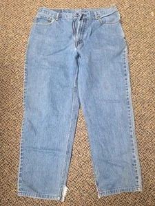 Levis 560 Jeans Mens 36 x 34 Blue Denim Medium Wash (38x31) Slits Cut At Ankles - Picture 1 of 9