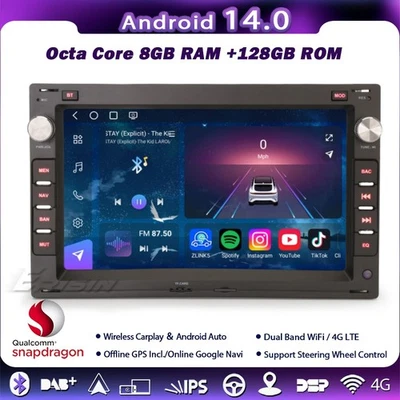 Qualcomm 128GB Android 14 Autoradio VW Jetta Polo Golf 4 T4 T5 Bora Passat SEAT - Bild 1 von 4