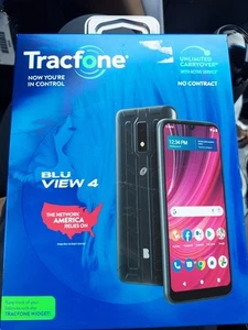 Tracfone BLU View 4, Prepaid Android Smartphone, No Contract, 32GB, Black, NEW - Picture 1 of 2