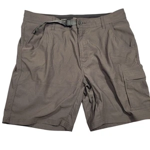 prAna Shorts Mens 36 Gray Hiking Cargo Integrated Belt Standard Fit Ventilated - Picture 1 of 8