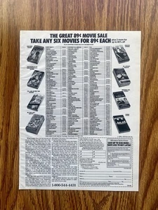 Vintage Zeitschriftenanzeige CBS Video Club VHS 1990, Bestellformular Filmverkaufsangebot - Bild 1 von 3