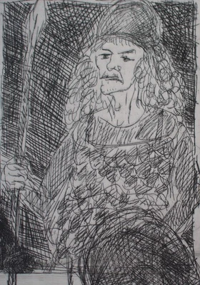 Alfred Hrdlicka Männerporträt Soldat Wiener Secession signiert Radierung 72/99 - Bild 1 von 4