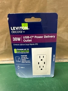 Leviton Decora+ T5635-BW 30W USB-C Power Delivery Outlet (E10044344) - Picture 1 of 2