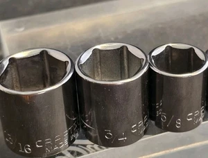 Craftsman USA 3/8" Dr. Sockets Lot of 3 6 Pt. Short 13/16", 3/4", 5/8" Inv. G2 - Picture 1 of 3