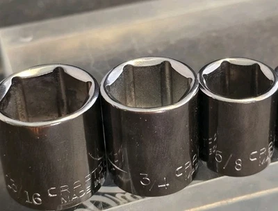 Craftsman USA 3/8" Dr. Sockets Lot of 3 6 Pt. Short 13/16", 3/4", 5/8" Inv. G2 - Image 1 of 3