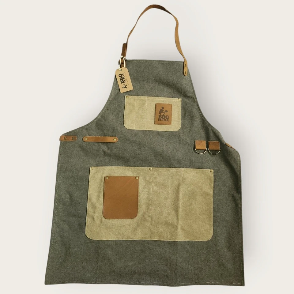 BBQ Butler Men's Canvas and Leather Apron Adj. Straps Grilling/Cookouts NWT - Image 1 of 4