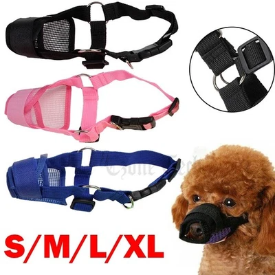 Dog Muzzle Mouth Cover Anti Bite Barking Chewing Mesh Mask Small Large Pet Cat - Image 1 of 4