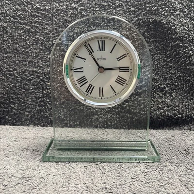 Attractive Glass Acctim Mantel Clock Arch shape 6.5" H  x 5.5" - Image 1 of 4