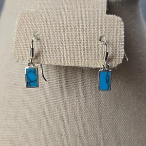 Small Sterling Turquoise Earrings - Picture 1 of 5