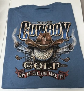 Camisa De Colección Wrangler Vaquero Golf Hit It Til U Like It Gráfica Rodeo Divertida 2XL NOS - Imagen 1 de 7