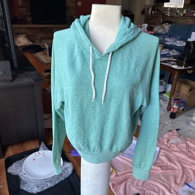 MOSSIMO GREEN HOODIE UNI SZ XS EX COND STAIN LOWER SLEVE PLEASE READ ALL DETAILS - Image 1 of 4