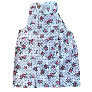 Vintage Kitchen Apron Pull Over with Pink Roses Heavy Fabric (G) - Picture 1 of 9