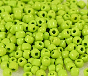 Murano Italian Vtg Glass Seed Beads Size 5/0 " APPLE GREEN " Loose 50 Grams - Picture 1 of 4
