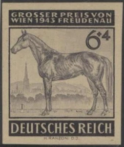 Germany 1943 Race for Grand Prizr 6 +4pf, imperf, mint MNG, verification mark - Picture 1 of 2
