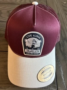 Cappello camionista Hurley LIVE ALOHA marrone bordeaux vino prezzo al dettaglio consigliato $ 30 Hawaii - Foto 1 di 3