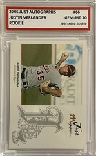 JUSTIN VERLANDER 2005 JUST AUTOGRAPHS ROOKIE CARD “GEM-MT 10” #66! W/H COA!