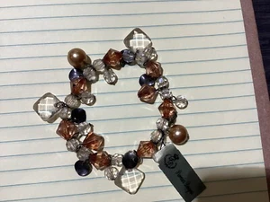 Premier Designs "Toskana" 6,75" braun getöntes Armband in champagnerfarben - Bild 1 von 4