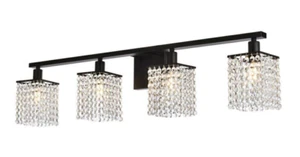 Crystal Shades Black Bathroom Dining Room Vanity Wall Sconce Light Fixture 36 in - Picture 1 of 7
