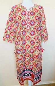 NWT Womens Multicolored cotton Kurta Kurti Kameez Indian Long Sz XL lightweight - Picture 1 of 11