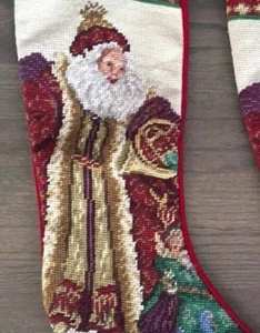 "Lote de colección (2) medias de Navidad de ángel de Papá Noel bordadas a mano 19""" - Imagen 1 de 6