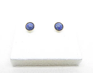 9ct Gold Lapis Lazuli Earrings Studs Small Round Yellow Gold Butterfly gift box - Picture 1 of 6