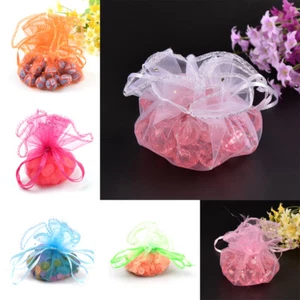 100pcs Wedding Favors Round Organza Bags Drawstring Gift Pouches Party 10" DIA - Picture 1 of 36