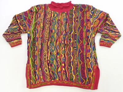 Suéter Cuello Simulado Rayas Tejido Texturizado 3D De Colección Raro Años 90 Color Brillante Rojo S Foto 1 de 4