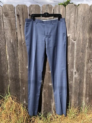 NUEVO CON ETIQUETAS $550 Paul Smith Mezcla de Lana Pantalones de Vestido Pantalones a Cuadros Azul Marino Talla 35x28 Foto 1 de 4