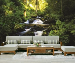 Removable Self Adhesive Green Forest Wall Mural Peel and Stick Photo Wallpaper - Picture 1 of 8