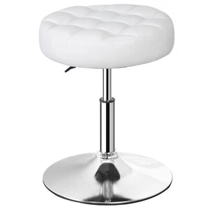 Round Vanity stool for Makeup Room PU Leather Swivel Makeup Stool Chair - Picture 1 of 16