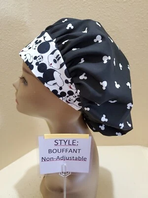 Mickey Mouse Ears (black) Women's Bouffant Surgical Scrub Hat/Cap Handmade - Image 1 of 4