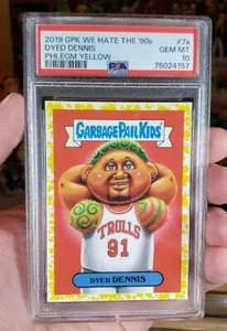 Garbage Pail Kids Dyed DENNIS RODMAN 7a YELLOW PSA 10 GEM - NBA We Hate The 90s - Picture 1 of 8