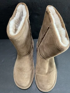 BEARPAW Womens Tan Suede Upper Sheepskin Wool Lining Snow Boots Size 10 - Picture 1 of 14