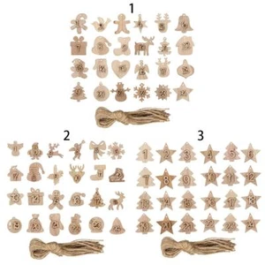 Christmas Advent Calendar Number Label Wooden Pendant Countdown Hanging Tags - Picture 1 of 17