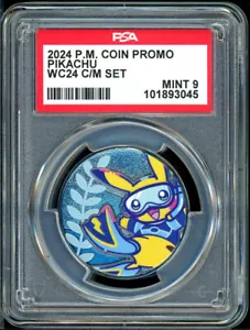 PSA 9 MINT Scuba Pikachu Metal Coin Pokemon Honolulu World Championship 2024 - Picture 1 of 3